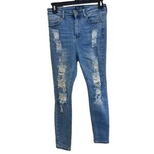 Women's Wax + Jean Distressed Skinny Jeans Size 7/28 Blue